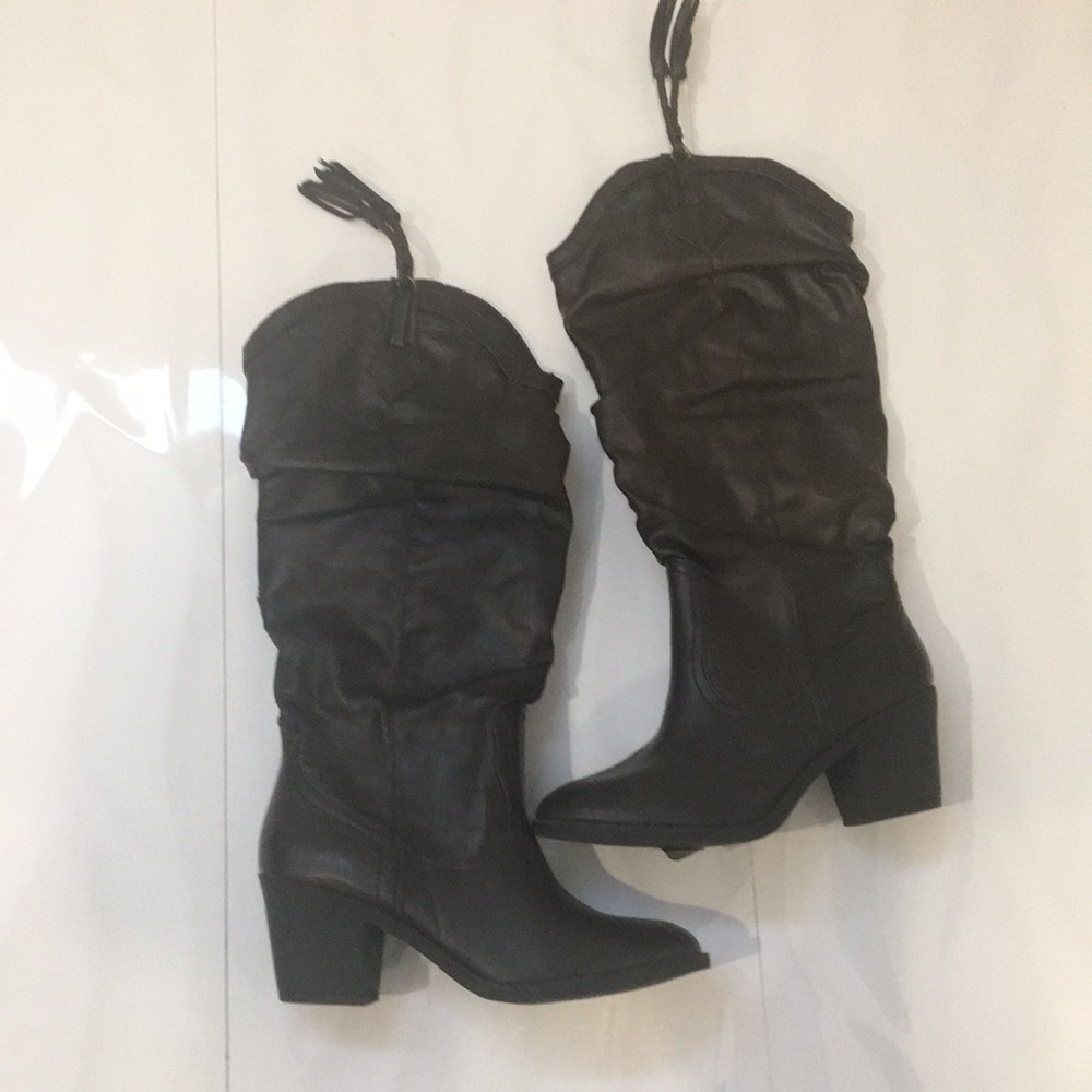 CALL IT SPRING Faux Leather Brown Cowboy Boots - Picture 2 of 14